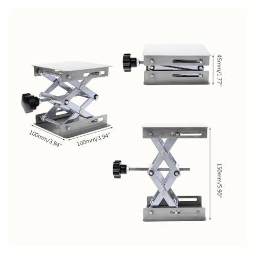 UWYTGF Laboratory Lifting Platform Stand Rack Scissor Jack Bench Lifter Table Lab 100X100Mm Stainless Steel for Scientific Experiment Easy Lift