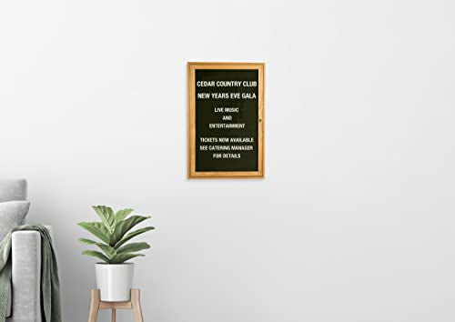 Aarco Products 24"Hx18"W Enclosed Changeable Letter Board in Black Felt with Red Oak Frame