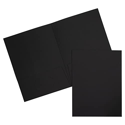 JAM PAPER Two Pocket Textured Linen Presentation Folders - Letter Size Business Folder - Black - Bulk 100/Box