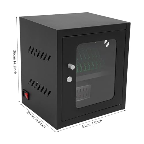Florchest 12-Device Locking Charging Station, Wall-Mount Storage Box for Phones Laptops and Tablets, Secure Lockable Cabinet for Classroom, Library and Office