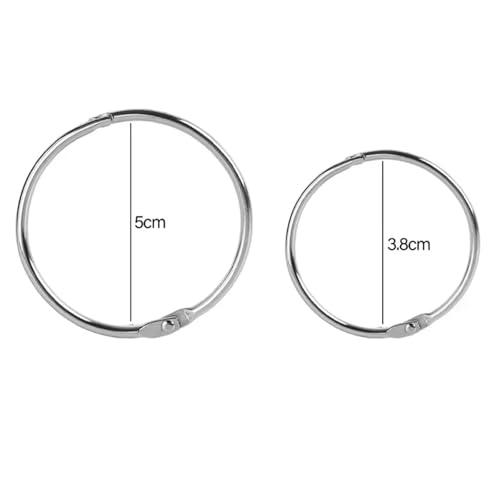 Binder Rings 100Pcs Metal Loose Leaf Binder Ring Book Hoops 38mm 50mm DIY Albums School Craft Binding Office Supplies(50mm)