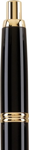 PILOT Vanishing Point Collection Refillable & Retractable Fountain Pen, Black Barrel with Gold Accents, Blue Ink, Medium Nib (60265)