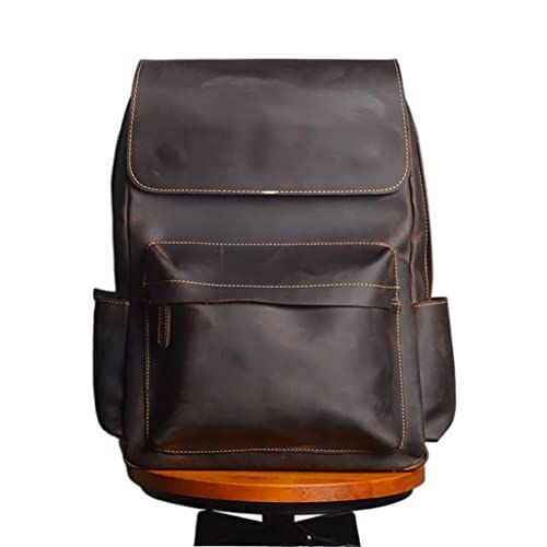 AODFDSJH Retro Genuine Leather Backpack First Layer Cowhide Leisure Travel Bag Large Capacity Computer For 15.6inch