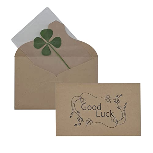 Housewarming Four-Leaf Clover 50pack - Genuine 4 Leaf Clover Bookmark Card Lucky charm (Clear, Set of 50)