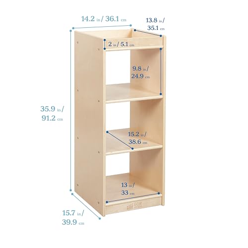 ECR4Kids 3-Cube Double-Sided Vertical Storage Organizer, Classroom Furniture, Natural