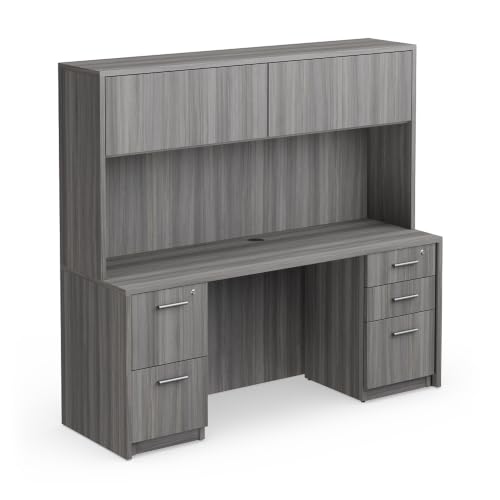 NBF Credenza Desk with Hutch Storage for Executive Office, Espresso