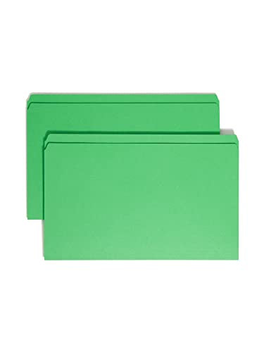 Smead File Folder, Reinforced Straight-Cut Tab, Legal Size, Green, 100 per Box (17110)