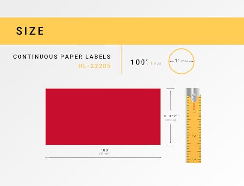 HouseLabels Compatible with Brother DK-2205, Red, 2-4/9" x 100'