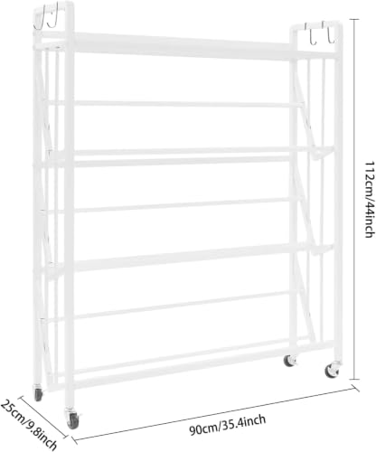 XWWMTBD 4-Tier Rolling Book Cart, Large Capacity Mobile Storage Rack for Books with Brakes Modern Organizer for Home Office Classroom Library