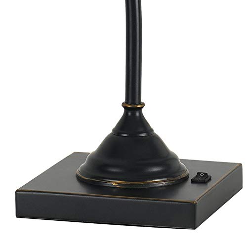 Benjara 25" Metal Downbridge Design Desk Lamp with Caged Shade- Dark Bronze