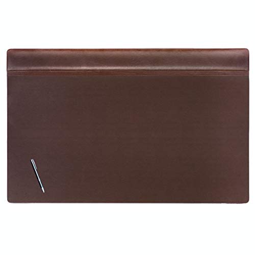 DACASSO Leather Desk Pad with Top Rail - Luxury Leather Desk Blotter for Writing - Executive Desk Surface Protector - (Chocolate Brown, 38” x 24”)