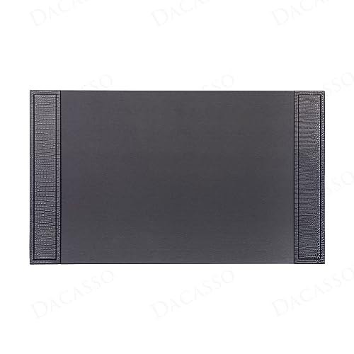Dacasso Black Crocodile Embossed Leather Side-Rail Desk Pad/Desk Protector, 34"" x 20""" (PR-2201)
