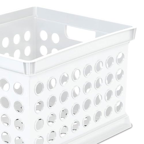 Sterilite Storage Crate Bin File Organizer for Home & Office,White, 12-Pack