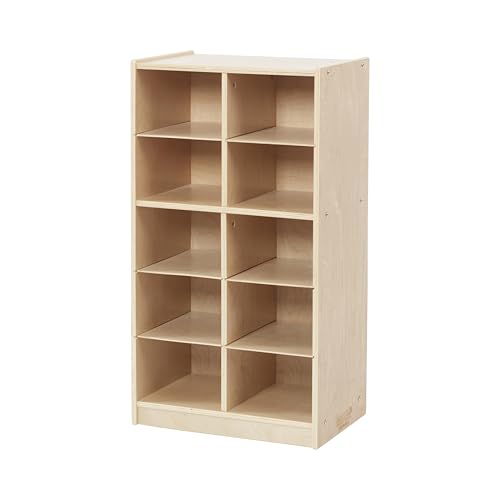 Back2School Express 10-Cubby Mobile Storage Cabinet, 5x2, Natural