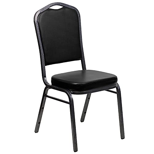 Flash Furniture Hercules Crown Back Stackable Banquet Chair, Silver, 4-Pack