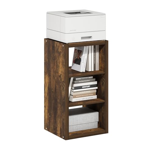 Furinno Cubicle Book Shelf, 3-Cube Bookshelf, Extra Thick Frame Horizontally & Vertically Reversible Bookcase with Open Back, 14.6" x 16" x 44", for Living Room, Bedroom, Home Office, Amber Pine