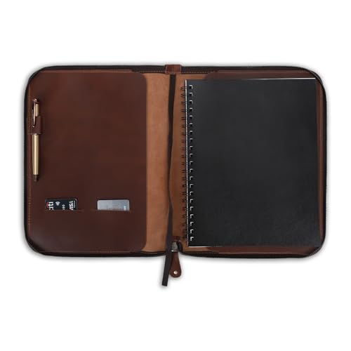 CestAntiQ Zippered Leather XXL Journal Cover 8.5 x 11 in, Tan