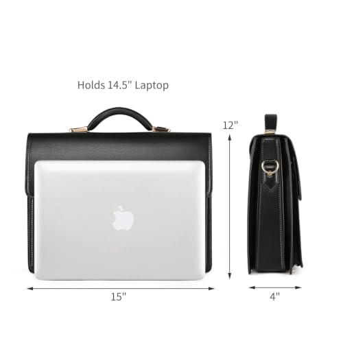 Briefcases for Men Business Mens Leather Briefcase Locking Black Laptop Messenger Bag Lawyer Hard Case