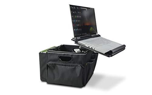 AutoExec Milk Crate Vehicle and Mobile Office Work Station with Apron Organizer, Laptop Tray and 400 watt Power Inverter