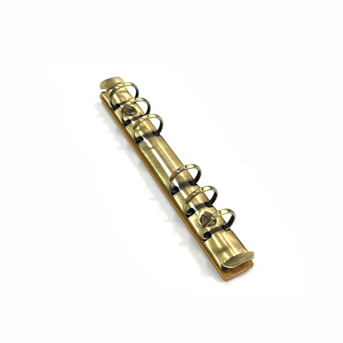 Ring Clips 6pcs A6 Detachable Buckle Loose-Leaf Binder Strip with Bamboo Back Panel 6 Holes Metal Ring Clips for Data Book Album Notebook(Bronze)