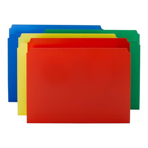 Smead Plastic Colored File Folders, Letter Size, Straight Cut, 48 Count