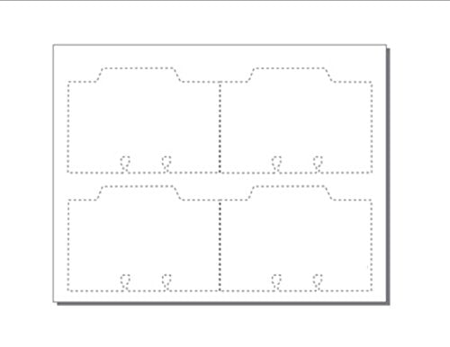 Print-Ready 4-UP Large Rotary File Cards (3" x 5") w Center Tabs, on 8-1/2" x 11" White 65lb Astrobright Cover Paper - 250 Sheets