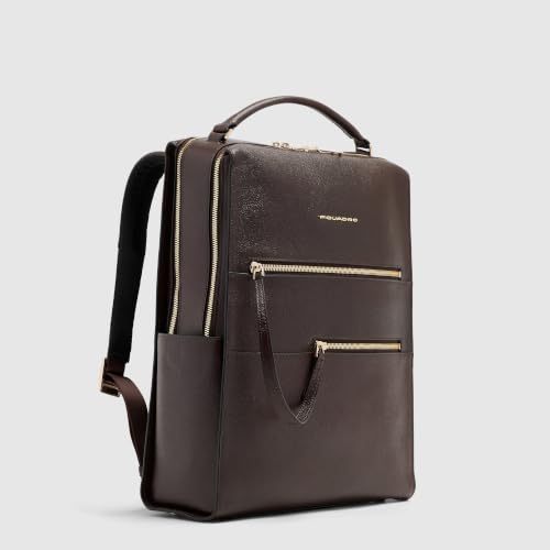 Piquadro - Leather Backpack Laptop 15.6" - Women - Brown