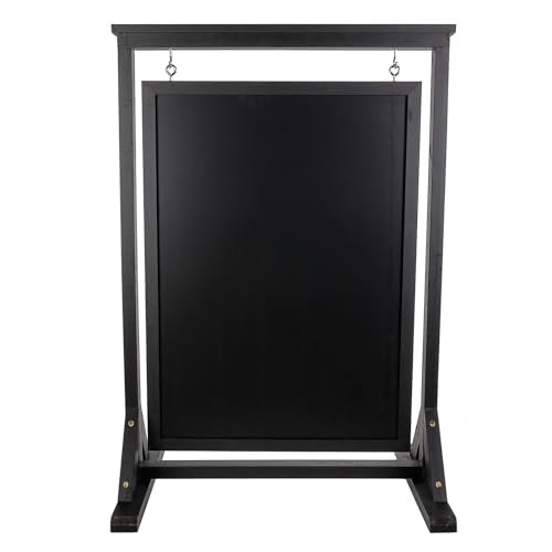 Black Handcrafted Chalkboard Sign: Uniquely Designed Wooden Sidewalk Sign Message Board with Double Sided Display. Alternative to A-Frame & Sandwich Board Signs. Use Chalk or Liquid Chalk Markers.