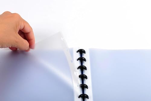 Exacompta - Ref 86362E - Box of 4 Removable Ring Binders with 30 Removable Grained Pockets - 60 Views - for A4 - Size 24.5 x 31 cm - Opaque Hard Cover - Color Blue