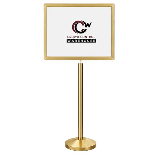 CCW 22 X 28-Inch Horizontal Pedestal Floor Sign Frame, Polished Brass