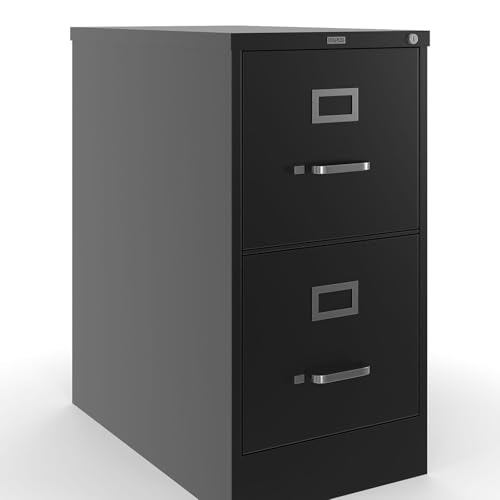 Staples 2-Drawer Vertical File Cabinet, Letter Size, Lockable, Black