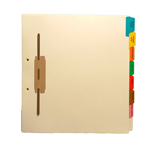 Stock Medical Fileback Divider Sets, Side Tabs - Side Fastener (20 Sets of 8 Tabs)