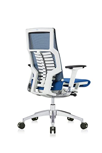 POwerFIT Exec Chair Blue Fabric SEAT/MESH Back-White Frame