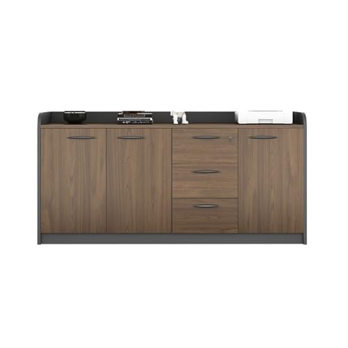 YXIANG56Q Filing Cabinet Three Doors Three Drawers Office Storage Low Cabinet File Wooden with Handle Storage Data Storage Cabinet(Brown)