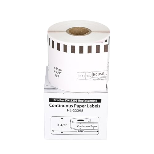 HouseLabels Compatible with Brother DK-2205, Pink, 2-4/9" x 100'