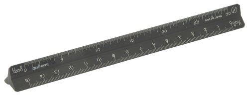 DRAPAS 16241 Color Triangular Scale, 5.9 inches (15 cm), Black