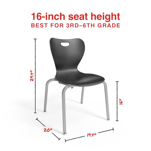 STAPLES Polypropylene 16" Student Chair, Black, 4/Box (ST63541)