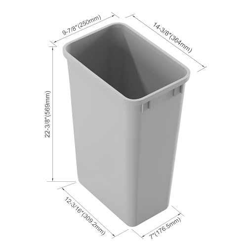 Dowell 50Qt Waste Trash Container, 13Gal, Plastic, Stackable, for Kitchen/Bathroom/Office, Tall Trash Can 22-3/8"H (Grey 4000 50 04-2 Pack)