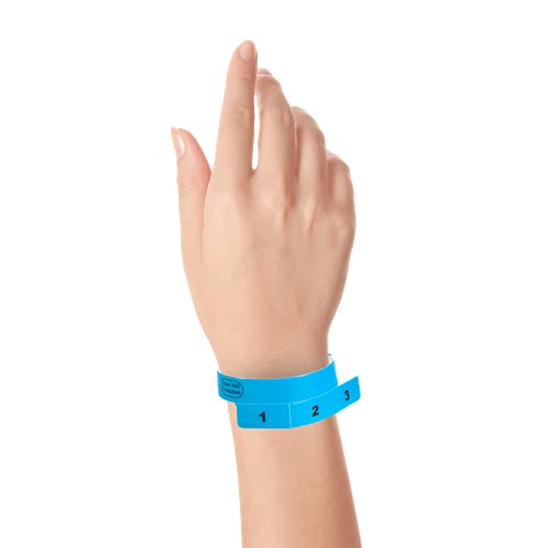 500 WristCo Neon Blue 3 Tab Vinyl Cash Tag Wristbands for Events