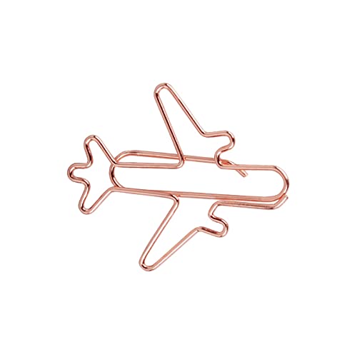 MENGKK Paper Clips 2pcs Rose Gold Airplane Metal Paperclip Bookmark Memo Clip Binder Stationery Book Note Decoration