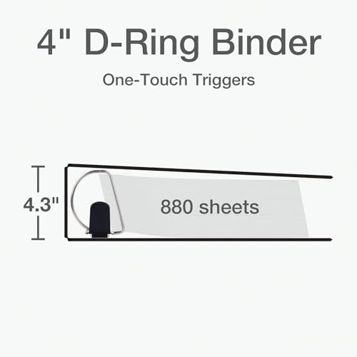 Oxford 3 Ring Binders, Durable Binders for School and Office, 4 Inch, ONE-Touch Easy Open D Rings, View Binder Covers, 4 Interior Pockets, PVC-Free, Holds 880 Sheets, Blue, 2 Pack (79922)