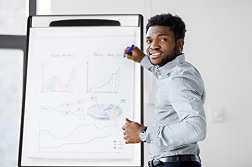 Bi-Office Design Mobile Magnetic Flipchart Easel - 700 x 1000 mm (Euro Size), Lacquered Steel Surface, Aluminium and Black Plastic Frame