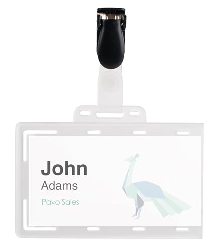 PAVO Premium 54 x 86 mm Clip-on Visitor Name Badge (Pack of 50)