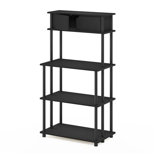 Furinno Turn-N-Tube Toolless Multipurpose Printer Stand Display Storage Shelf with Top Cabinet, Americano/Black