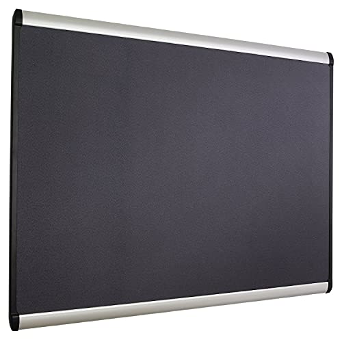 Prestige Plus Magnetic Gray Fabric Board, 36 x 24, Aluminum Frame (QRTMB543A)