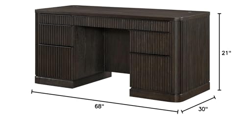 Contemporary Executive Wood Credenza Executive Desk Fully Assembled Brown