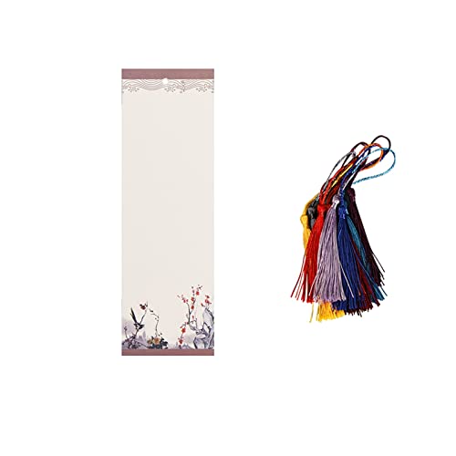 Bookmark 10Pcs Color Thickened Bookmarks with Tassels Water-Grained Paper Can be Handwritten 8 Styles 7X21cm Metal Bookmark (Color : 4) (7)