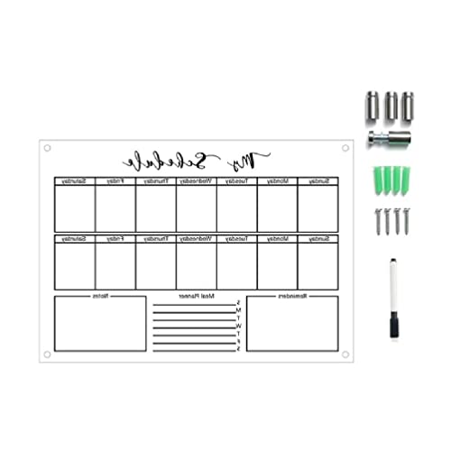 FDFDF Acrylic Board Calendar for Fridge Clear Refrigerator Calendar Weekly Planner Schedule Whiteboard Acrylic