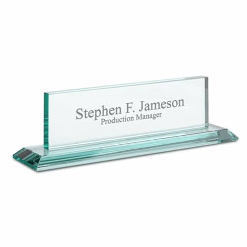 Executive Gift Shoppe | Distinguished Collection Personalized Crystal Desktop Name Plate with Custom Engraving