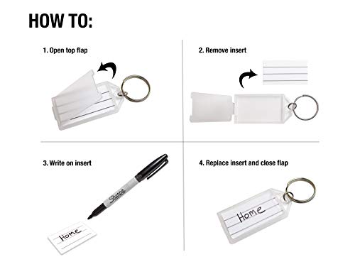 Lucky Line Key Tag with Flap and Split Ring, Clear, 100 per Display Box (6050010)